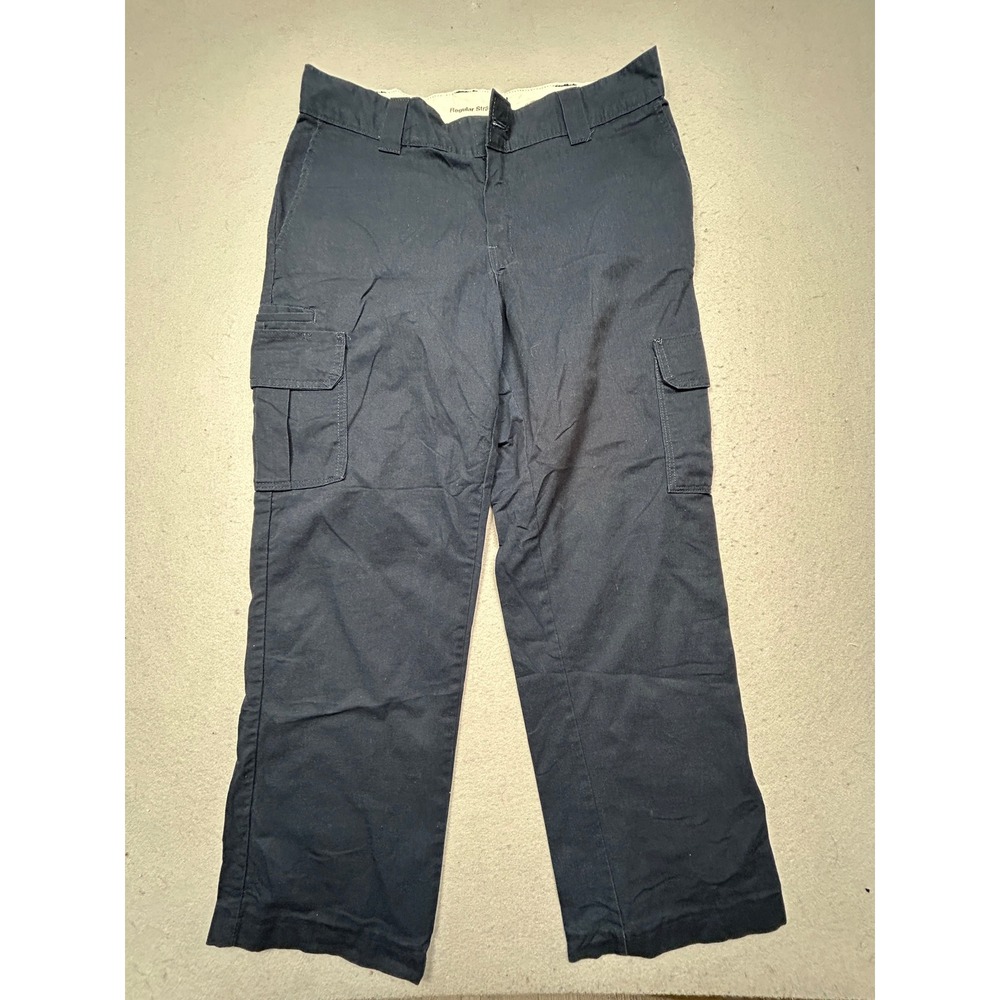 Dickies Cargo Pants Flex Regular Straight Poly Cotton Navy Blue 36x32 Mens
